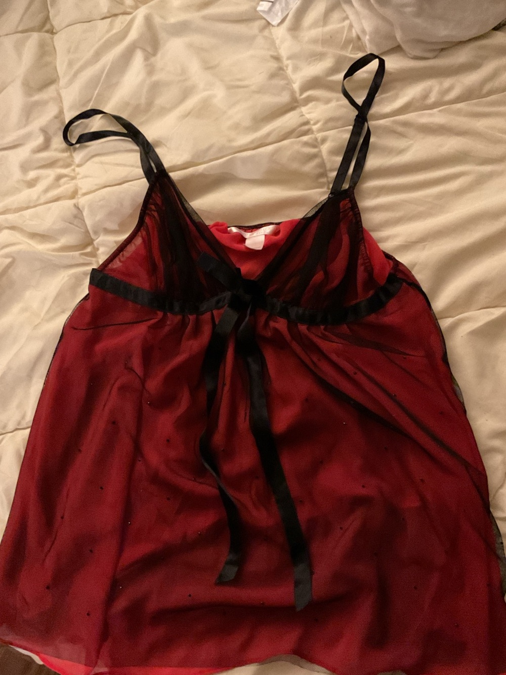 Victoria's Secret Very Sexy Red and Black Sheer Lingerie Top